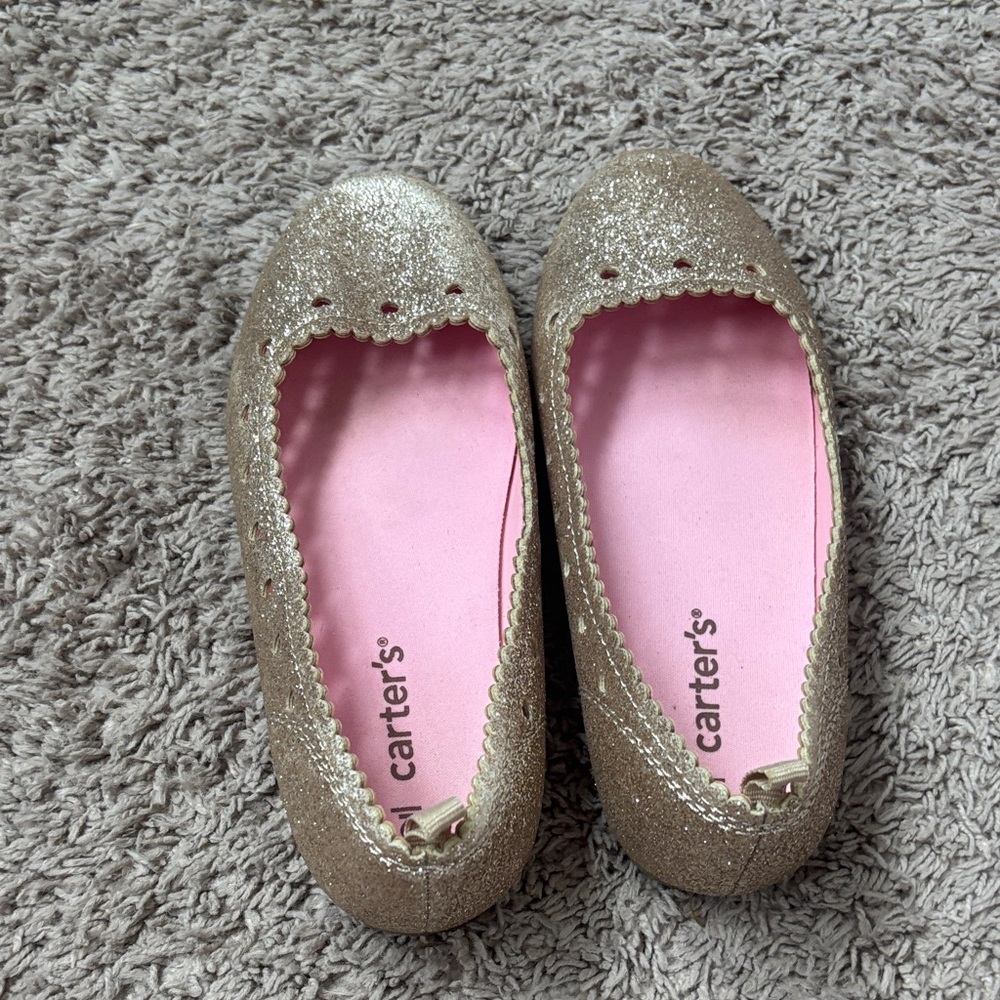 Carter's Shimmering Gold Flats with Pink Lining